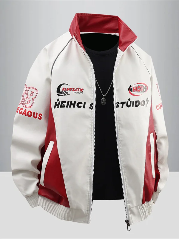 

Retro American Sle Men's Biker Jaet Spring Autumn Color Blo Design Cool Flight Leather Jaet Loose Fit Casual Faion