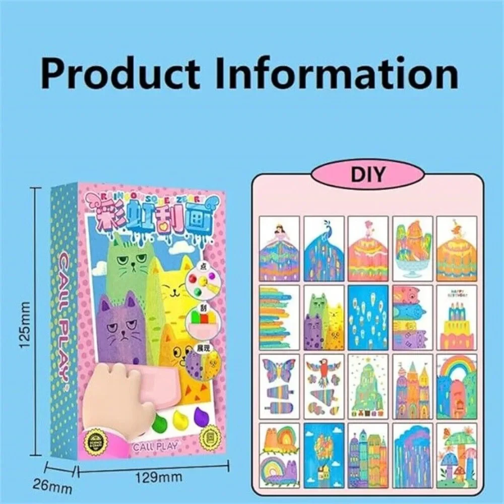 드로잉 페이퍼 스퀴지 아트 페인트 키트 DIY 재료 페인팅 아트 용품 컬러 스크래치 페인팅 동물 패턴