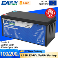 EASUN POWER LiFePO4 Battery 50AH 100AH 200AH 12V 24V BMS Rechargeable Lithium Bateria Pack for Camping Car Solar No Tax