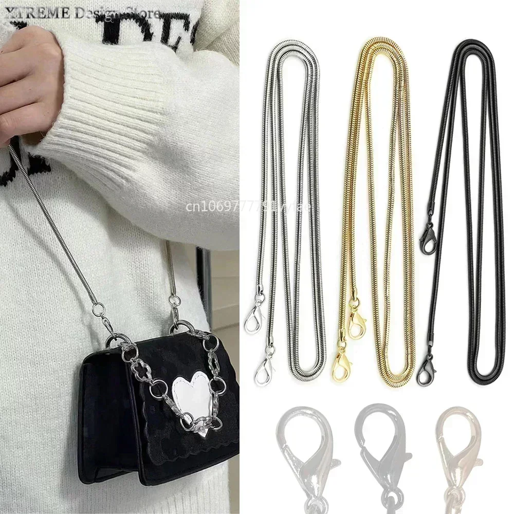 Cadena de Metal de 120cm, correa de repuesto para bolso DIY, cadena de serpiente de 3,2/4,2mm para bolso, bolso de hombro tipo bandolera, accesorios para bolso