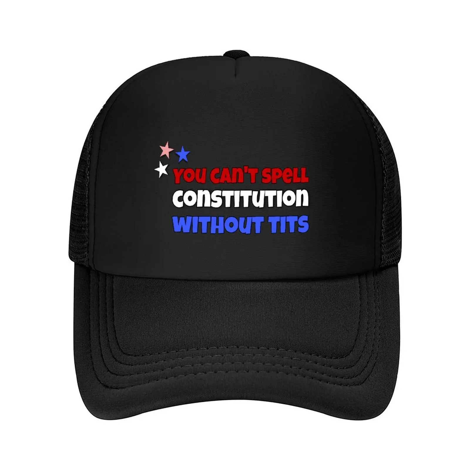 

Red, White & Royal Blue - U cant spell constitution without tits Baseball Cap Hood luxury caps Mens Women's