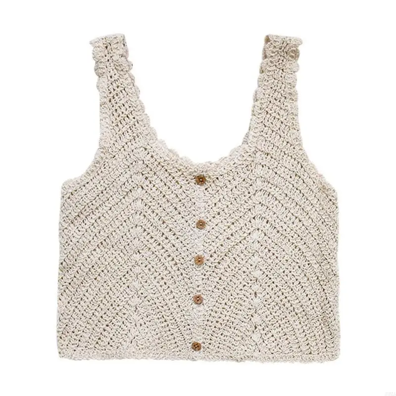 Frauen eleganter ärmelloser Camisole Häkelknit Crop Top Sommerpullover Weste