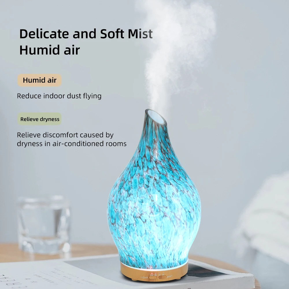 

200ml Aromatherapy Diffuser with 3 Essential Oils 7-Color Gradient Light Auto Timer Ultra-Silent Home Safe