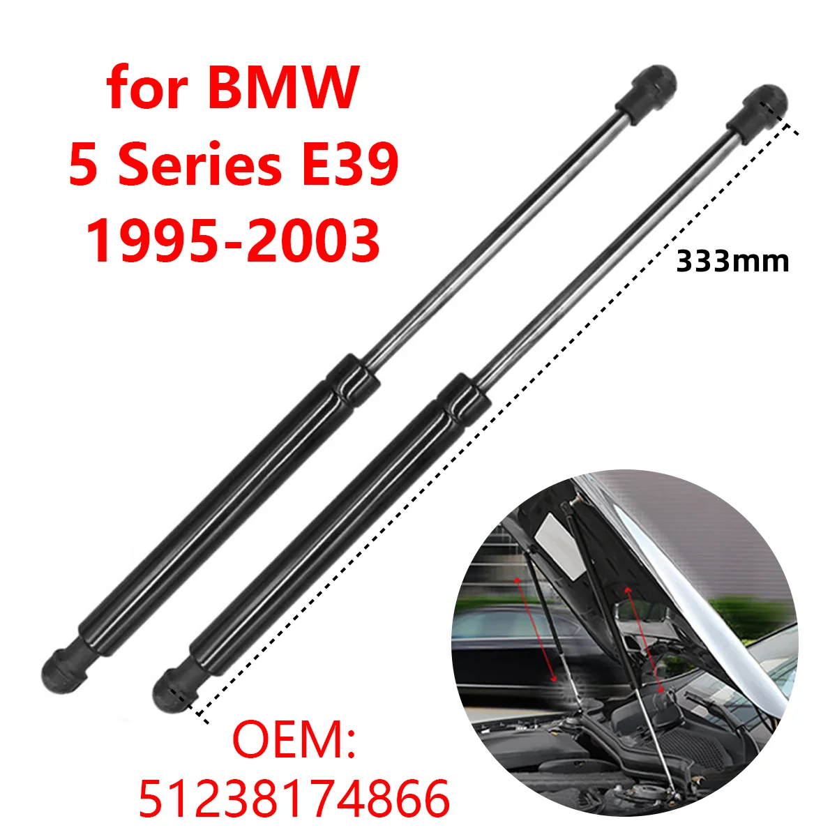 

2Pcs 51238174866 for BMW 5 Series E39 M5 1995-2003 Car Front Engine Hood Gas Struts Lift Support Rods