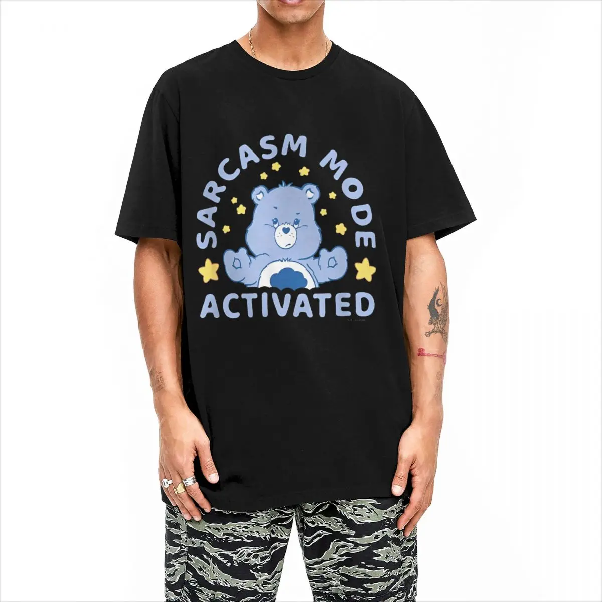 Care Bears Sarcasm Mode Activated Grumpy Bear T-Shirt Men Women's 100% Cotton T Shirts Short Sleeve Tee Shirt Printed Clothes