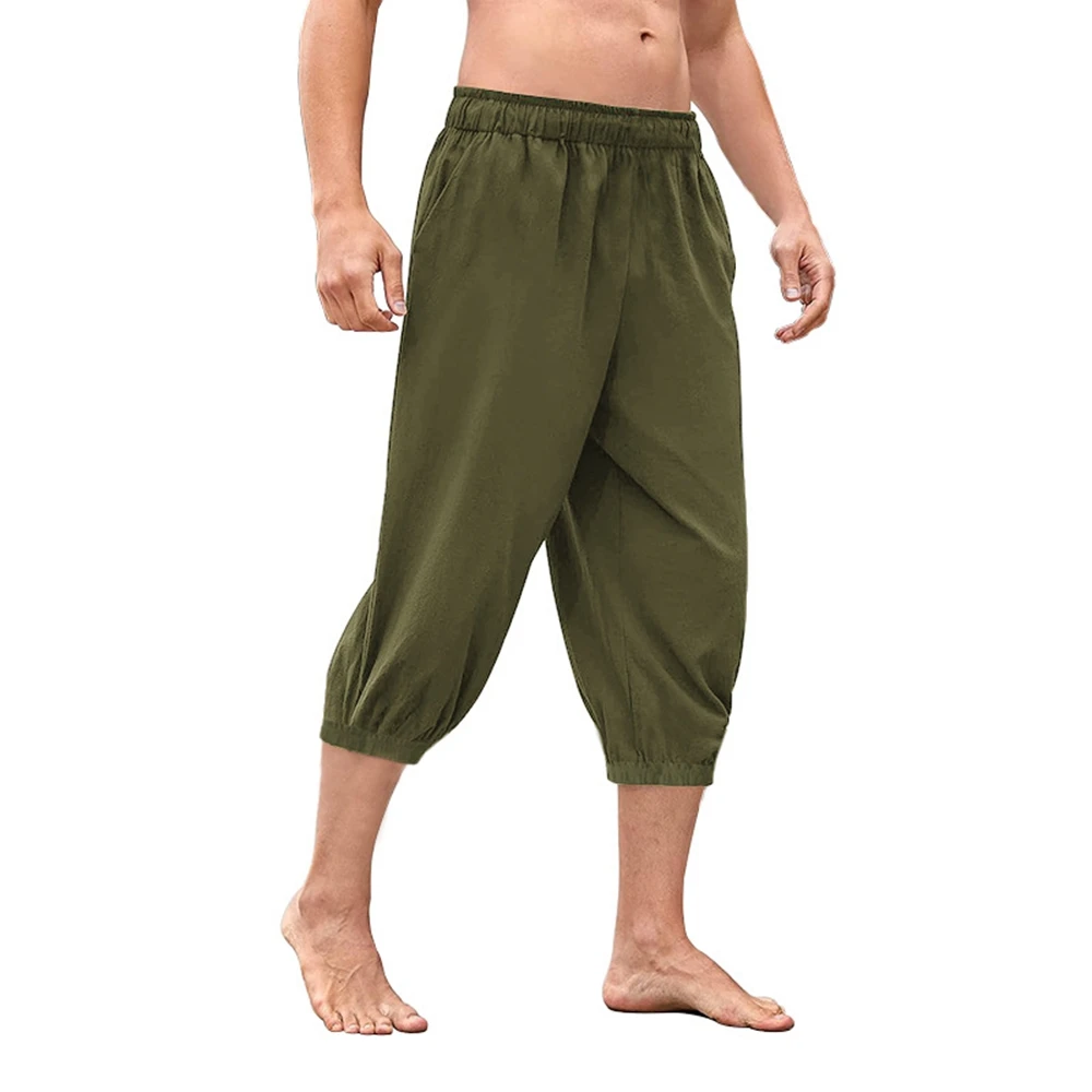 Mittelalter liches Kostüm Cosplay erwachsene Männer Bauern piraten hose 3/4 Länge Hose