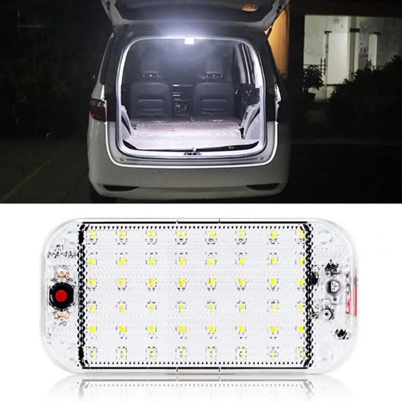 12V-24V Universal Car Interior Reading Lamp High Brightness Cabin Trunk Lights for Van Truck RV Modified Light 48LED Panel Bulb