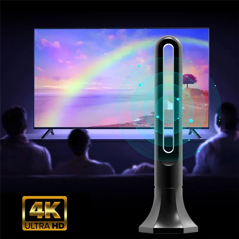 هوائي التلفزيون الكامل 4K1080p رقمي داخلي عالي الدقة مطور كامل 360 °   هوائي رقمي لاستقبال الإشارة للقنوات المحلية