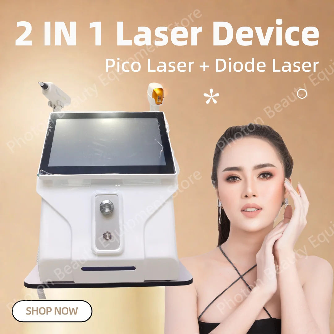 

2025 2в1 4000 Вт Диод 808 нм 4 длины волны Лазер ND:YAG Pico Q Switch Машина Безболезненная машина для удаления волос Уход за кожей