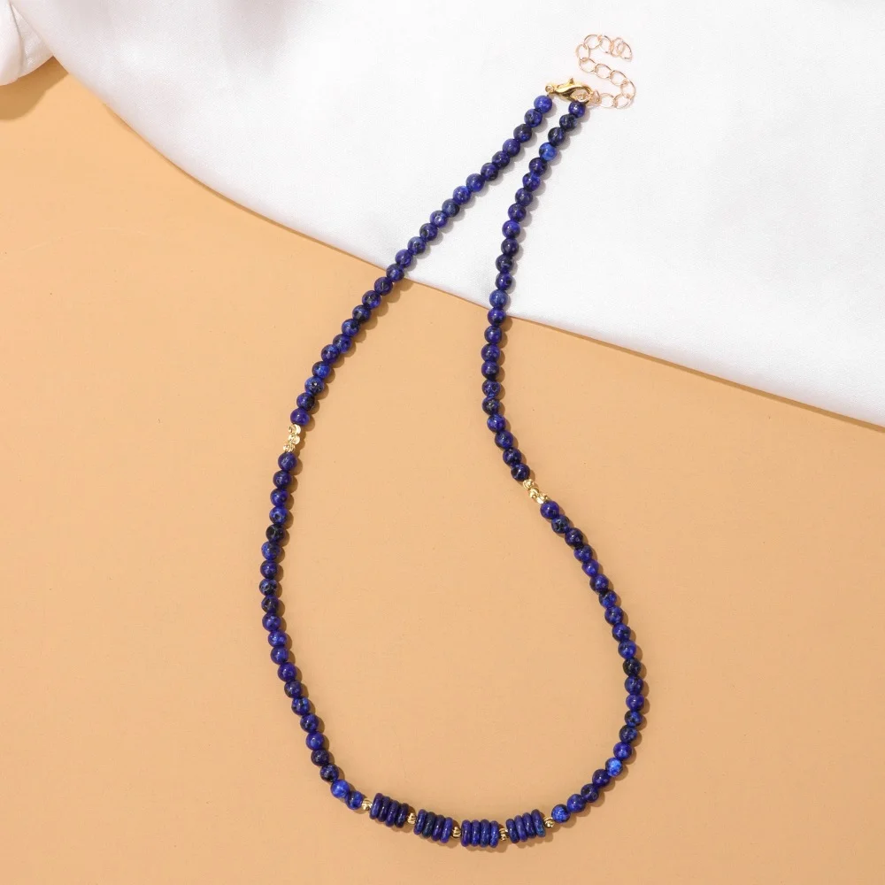 Luxury Amethyst Beads Necklaces Natural Stone Aventurines Lapis Lazuli Necklaces Gold Color Chain Choker For Women Energy Gifts