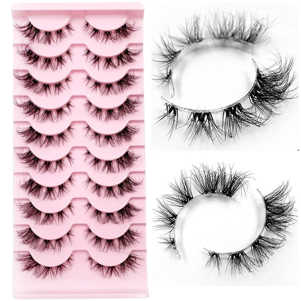 HBZGTLAD 10pairs Manga Lashes soft transparent bands natural looking Segmented eyelashes mink eyelashes Soft Cross
