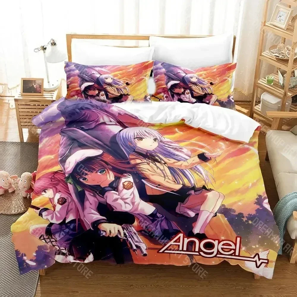 Exquisite 3D Print Anime Angel Beats Bedding Set Duvet Cover Bed Set Quilt Cover Pillowcase Comforter King Queen Size Boys Adult