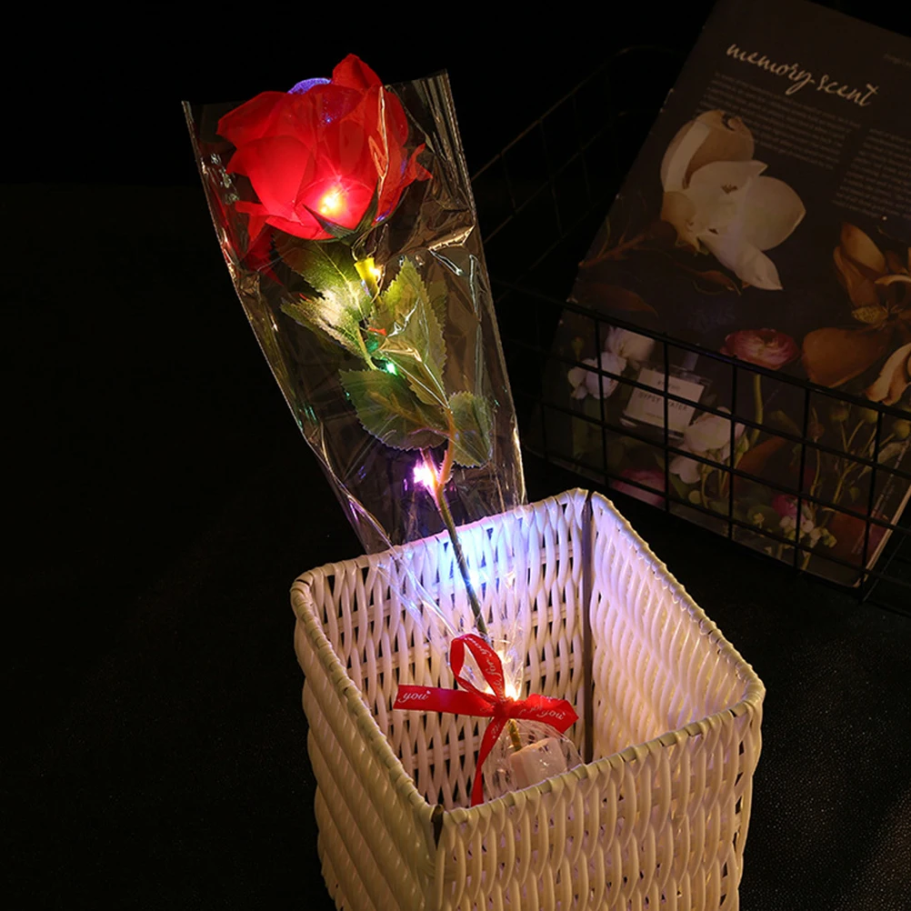 

5 Pcs Artificial Roses Glowing Flower Decorations Bulk Simulated Red Wedding Flowers Mother