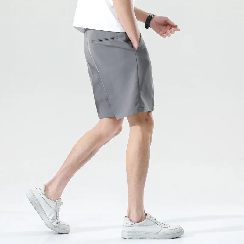 Short Men Straight Summer Chic Fashion Solid Popular Casual Loose Trend Male Korean Suit Short Knee Length Tousers Streetwear