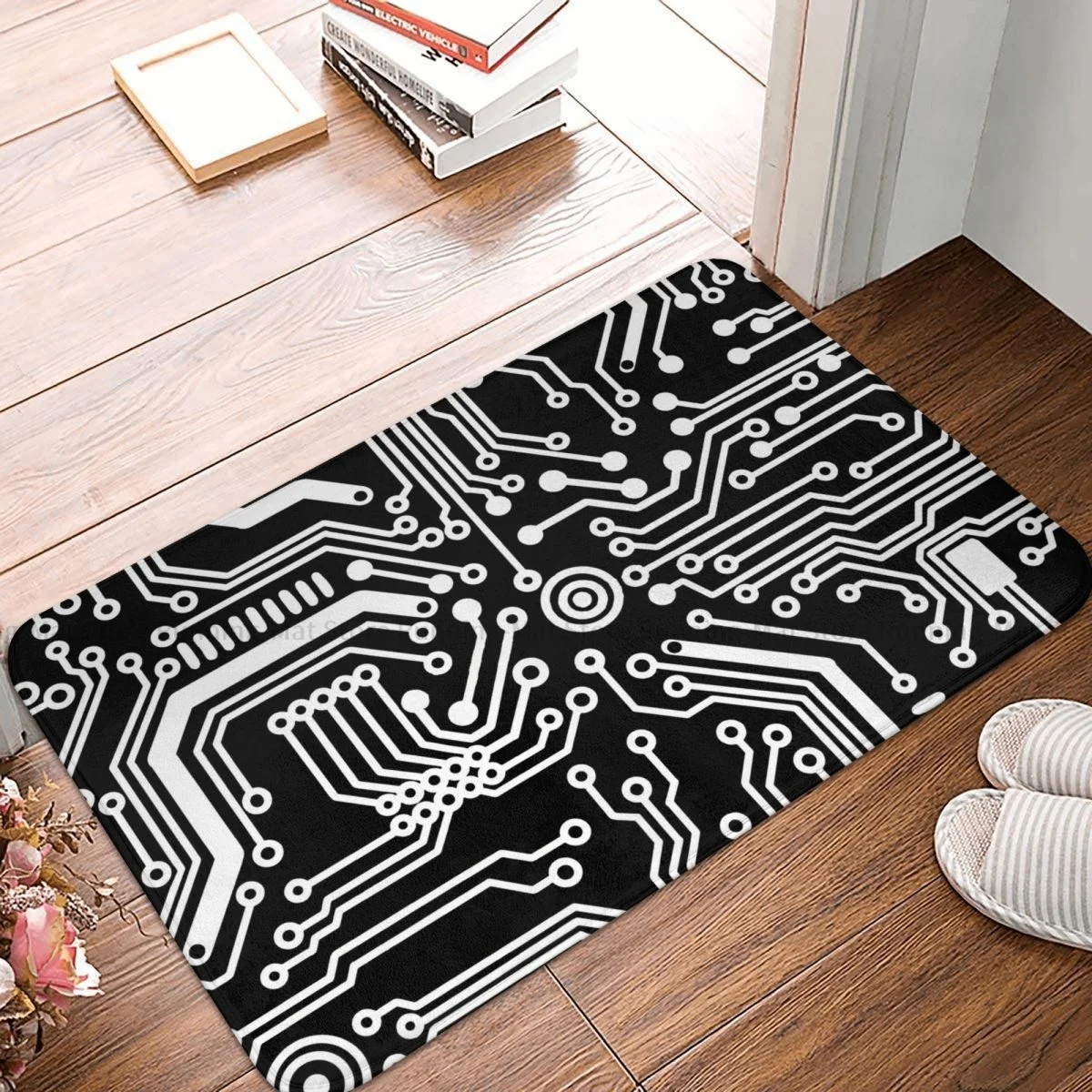 Coding Geek Developer CPU Anti-Slip Doormat Room Mat Black Microchip Hardware Circuit Balcony Carpet Door Rug Bedroom Decor