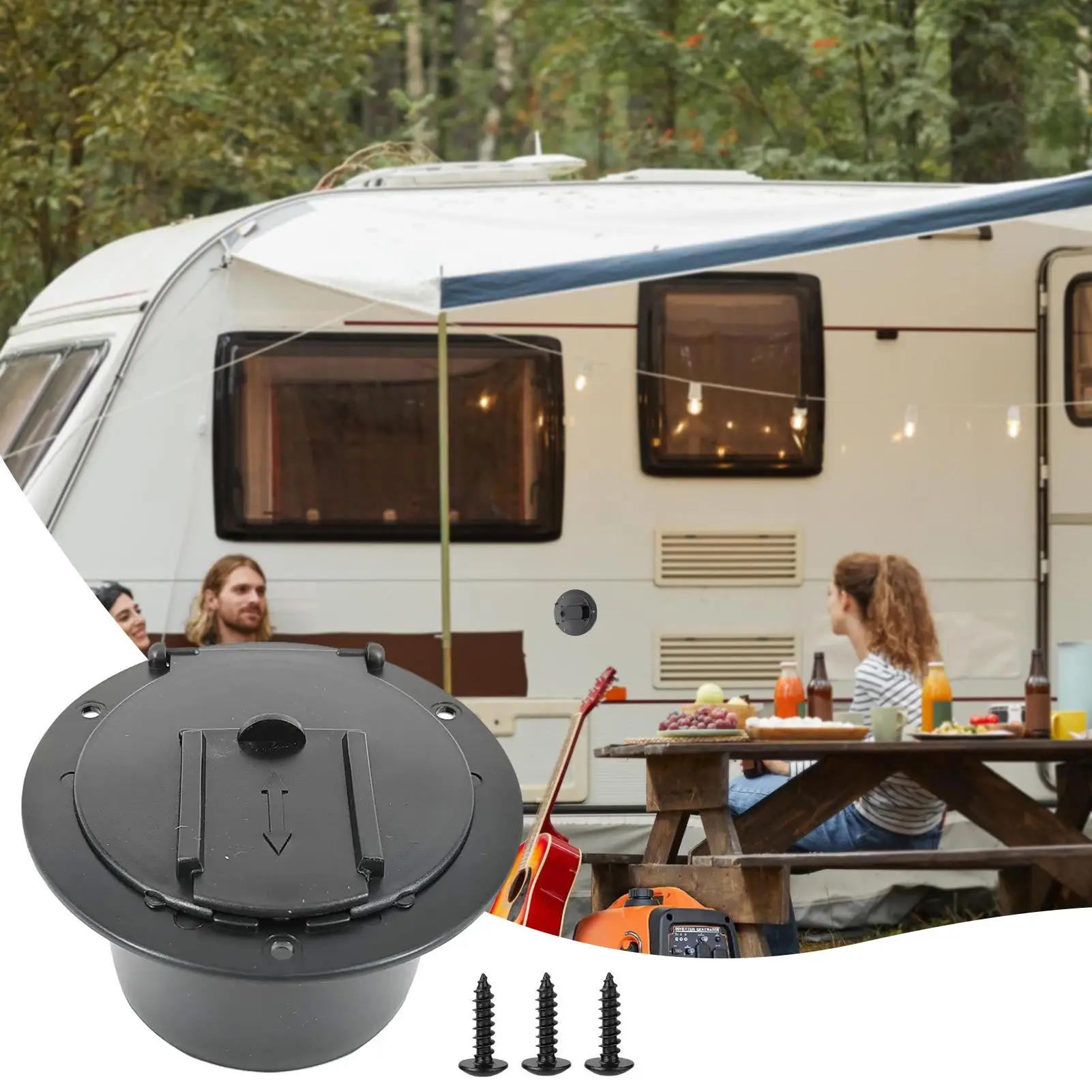 RV Power Cord Cover Hatch Waterproof Dustproof Cable Pass-Through With Lid Universal Round Wire Organizer For Motorhome Camper ﻿