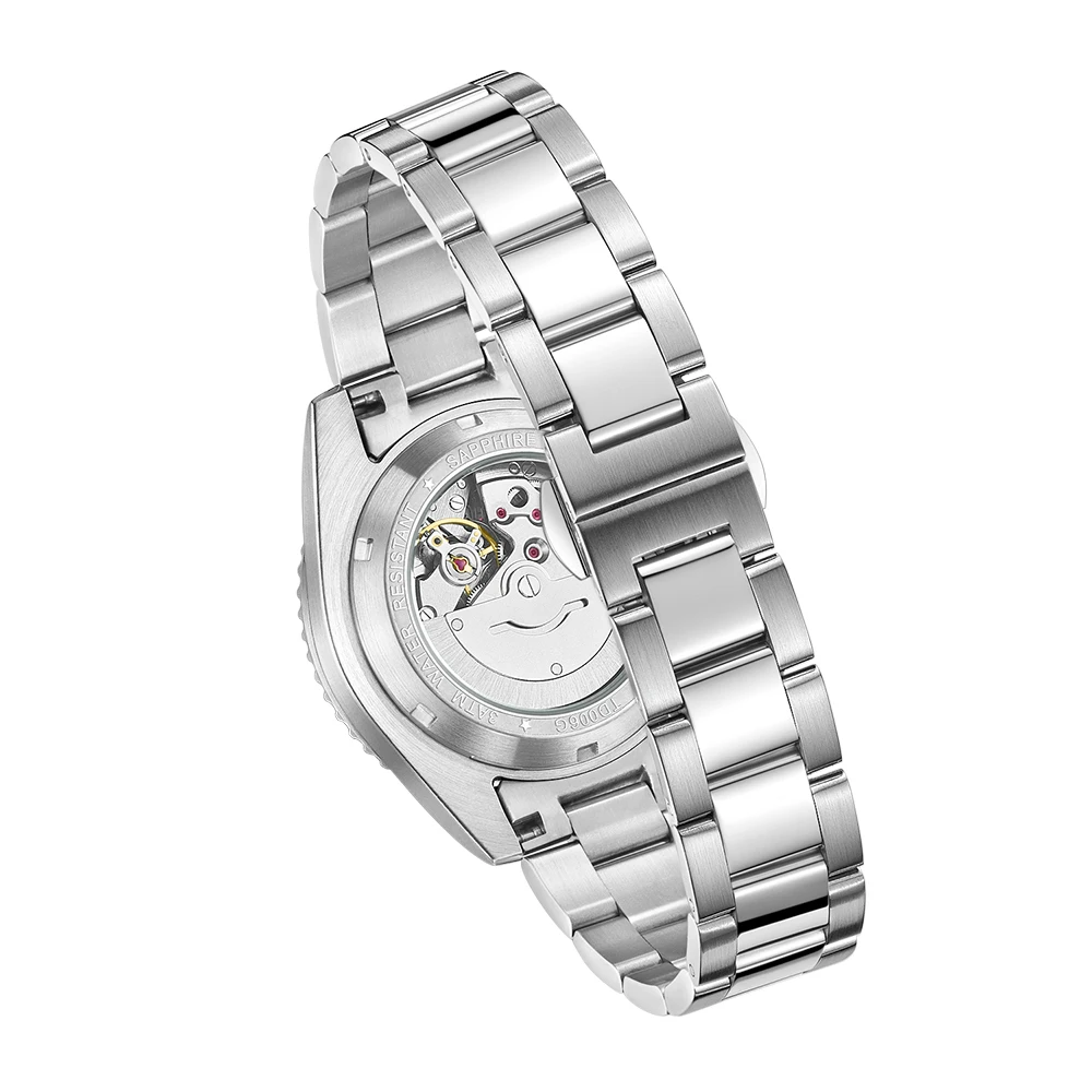 TOPHILL Gradient Dial Mens Mechanical Watch 41mm Flat Sapphire Glass Calendar Luminous Automatic Wristwatches 30m Waterproof