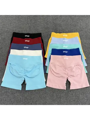 Impact Shorts with Logo Low Waist Seamless Yoga Shorts Scrunch Bum Gym Shorts Workout Biker Short Stretch Fitness Clothing