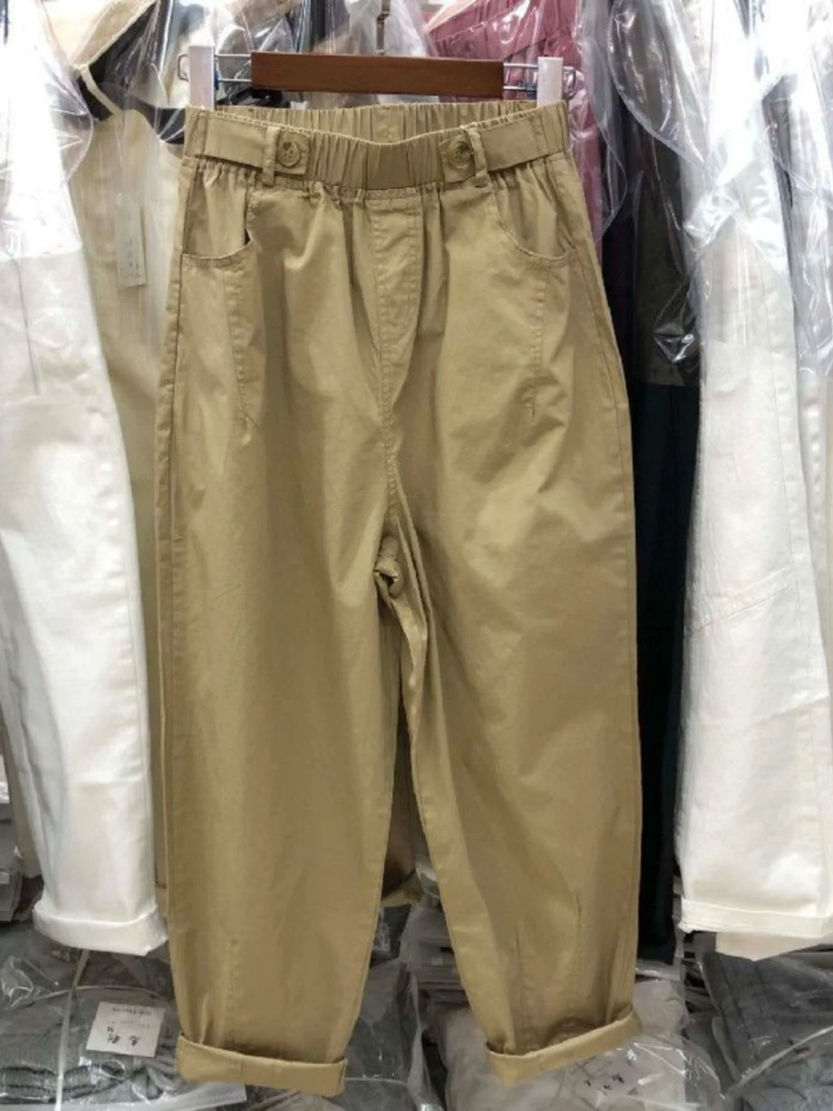 

plus Size High Waist Dad Pants Women's Casual Workwear Trousers Harlan Sle Pear aped Body Fat MM 300 Pou Korean Version