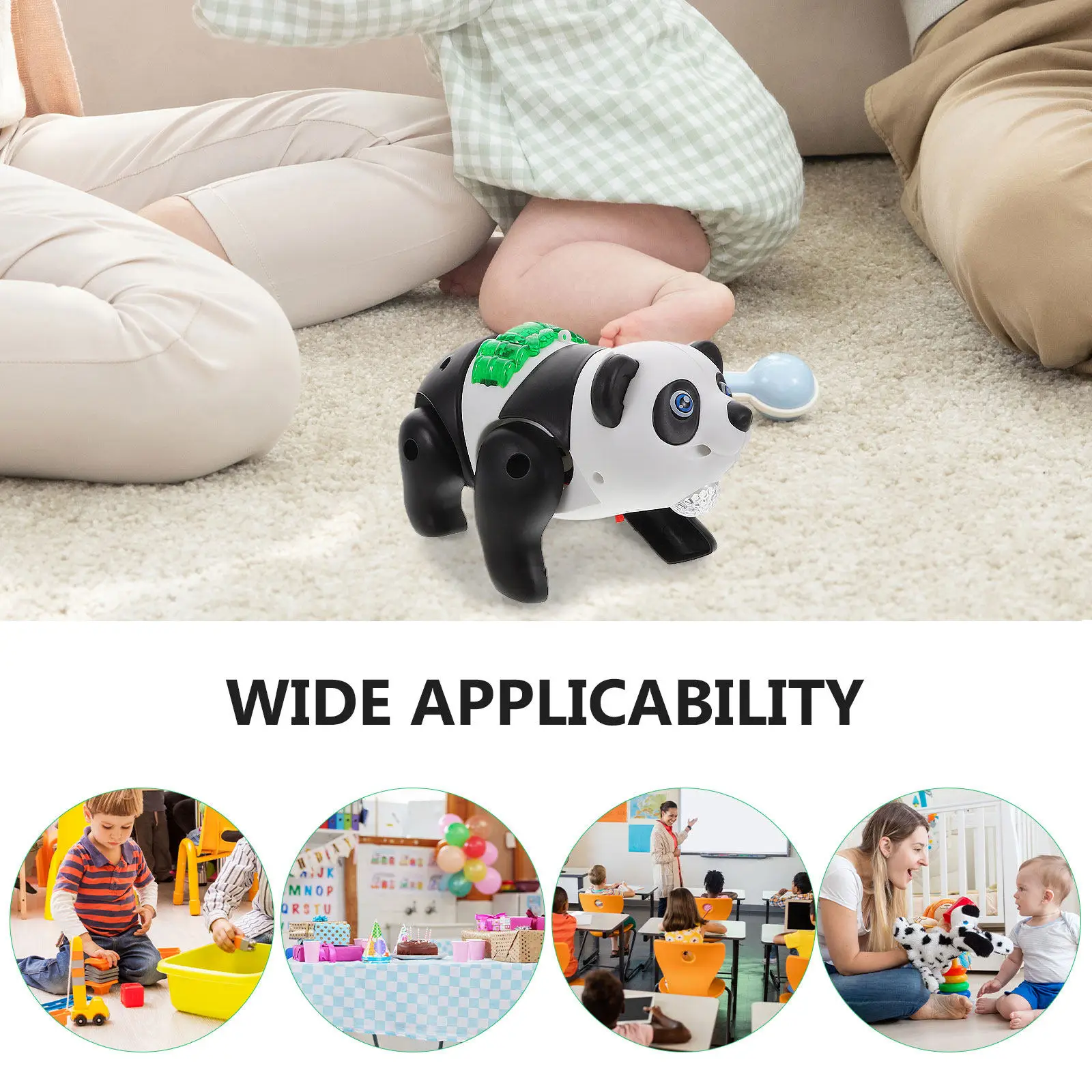 Electronic Walking Panda with Music LED Lights Interactive Crawling Singing Panda Pet for Kids Home Kindergarten