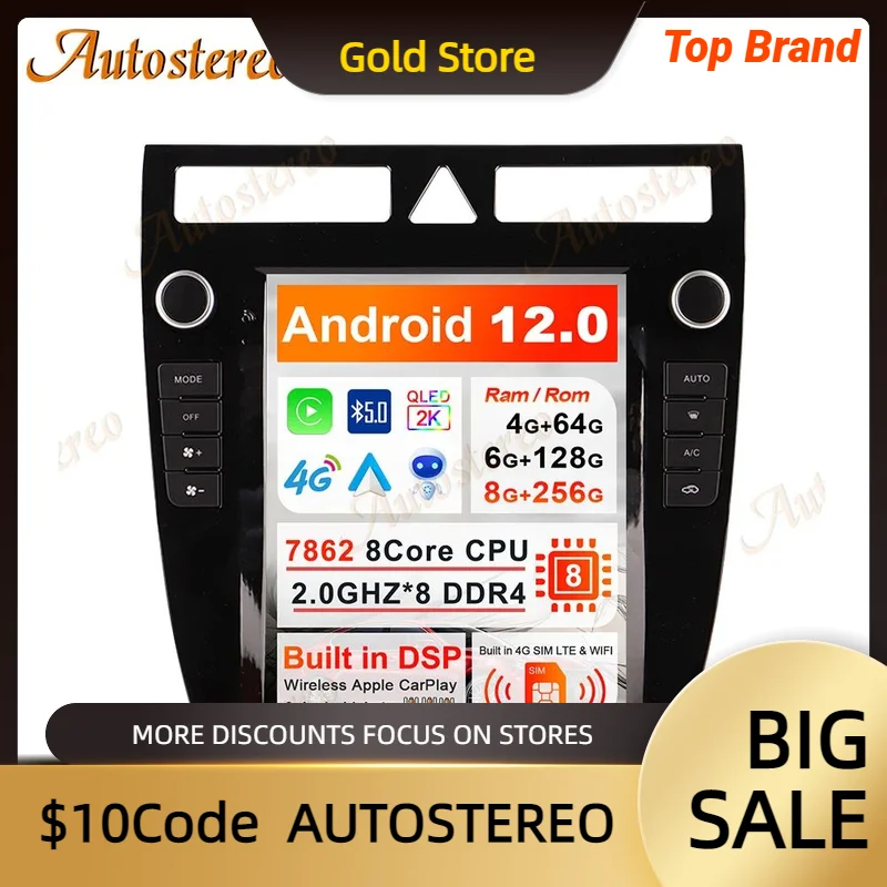 Android14 Carplay For Audi A6 1999-2003 Tesla Radio Car GPS Navigation Tape Video Multimedia Player HeadUnit Auto Stereo Carplay