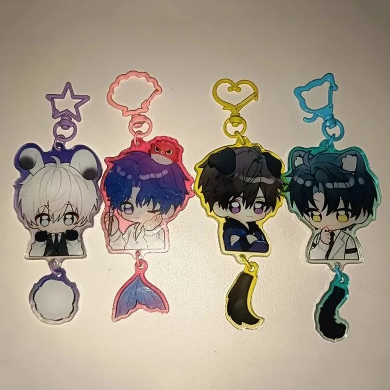 Game Love And Deepspace Xavier Zayne Rafayel Caleb Cosplay Keychain Alloy Acrylic Pendant Keyring Key Chain Bag Accessories Gift