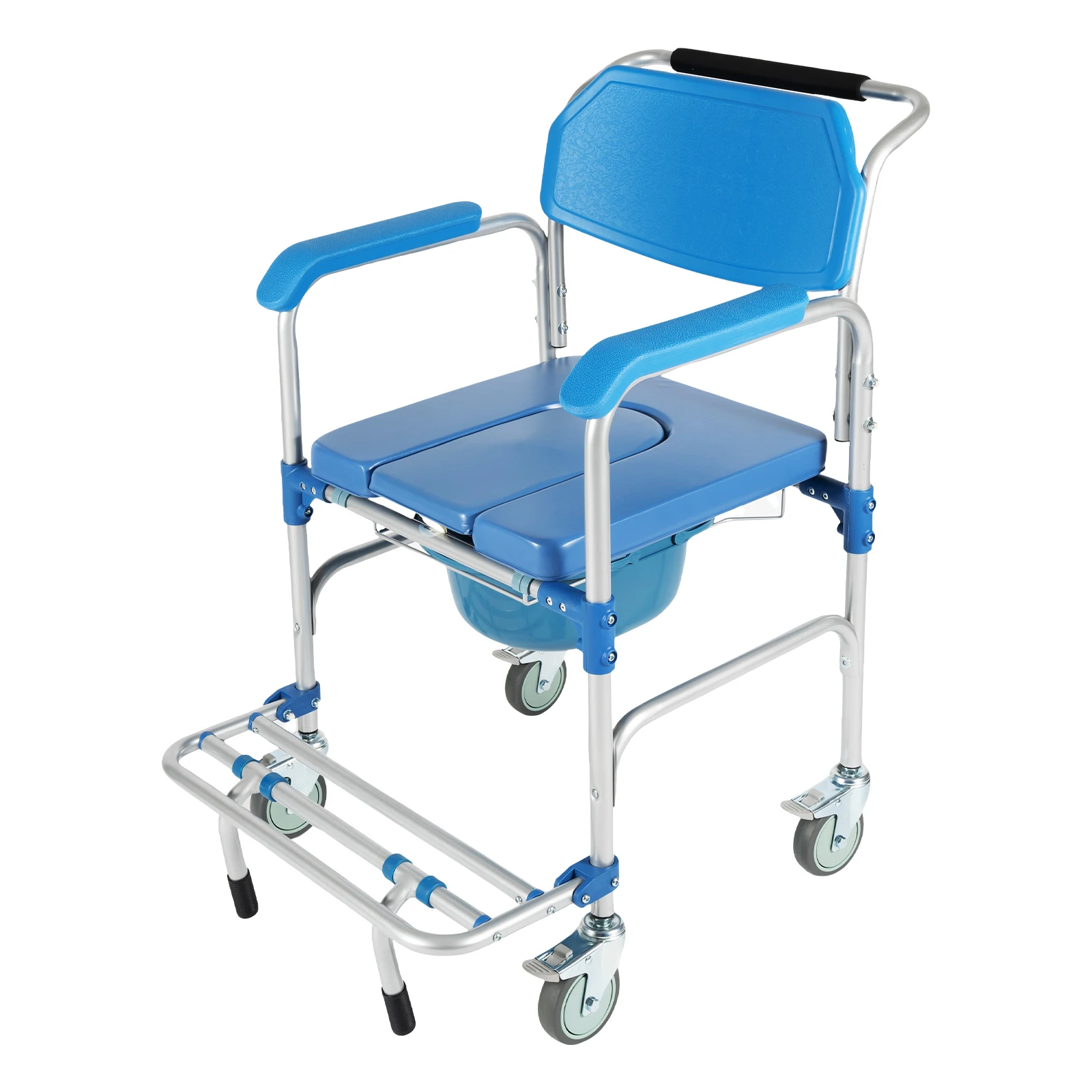 Patient Lift Transfer Chair With Commode 5.25-5.74ft Foldable Bedside Commode Chair With Universal Wheels