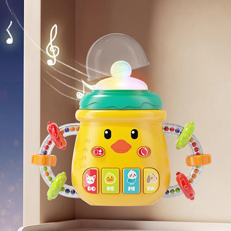 Mordedor Musical para Bebés de 0 a 12 Meses, Chupete, Sonajero Suave para Recién Nacidos, Juguete Educativo Móvil, Sonajeros con Música Relajante