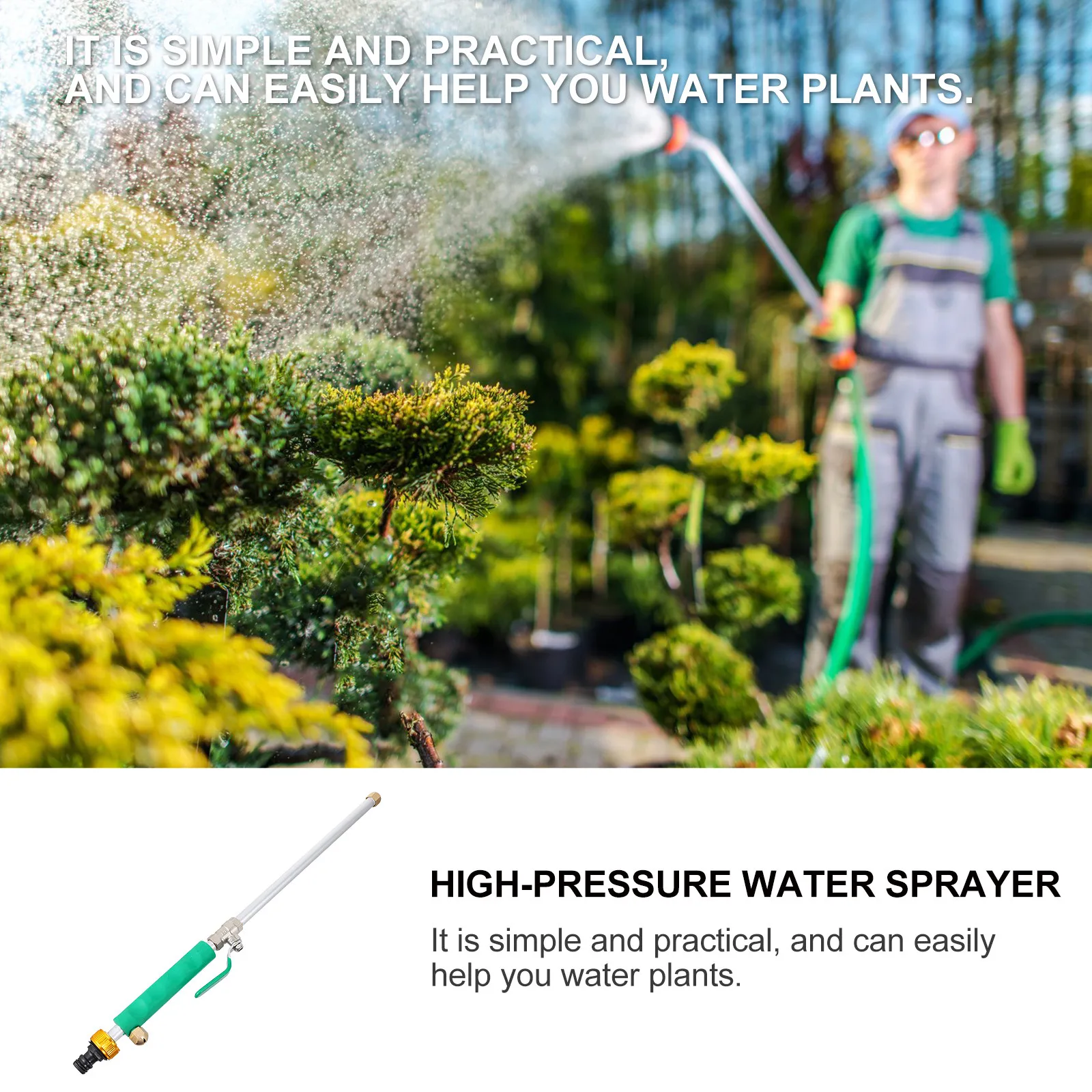 High Pressure Garden Sprayer Handheld Watering Tool Durable Aluminum Copper TPR Car Wash Ground Cleaning Practical