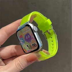 Girls Jelly Silicone Strap For Apple Watch Band Ultra 2 44 40 45 41MM Sports Bracelet For iWatch 4 5 6 SE 7 8 9 49mm 38/42mm