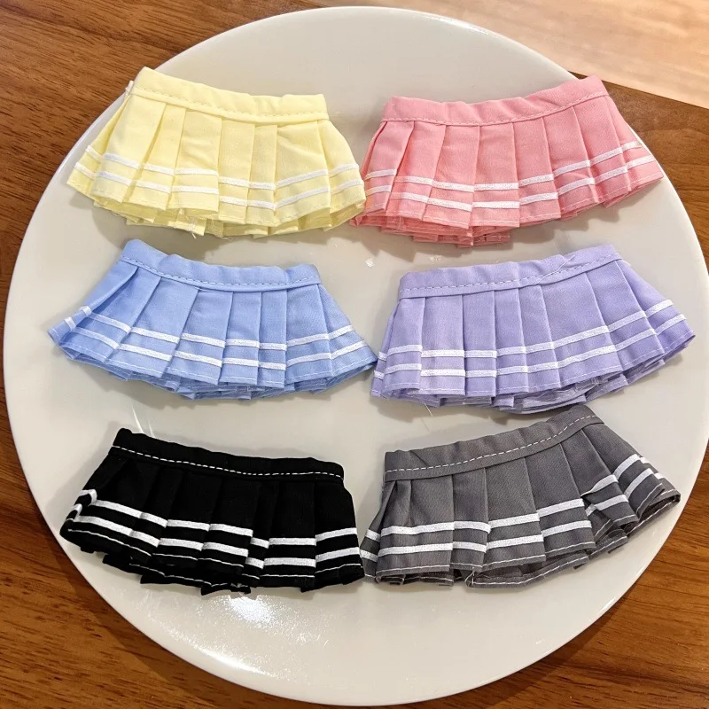 

Macaron-Colored Doll Outfit For 1st-3rd Gen 15/17cm LABUBU Multi-Color Pleated Skirts With White Stripes Sweet JK Midi Skirts