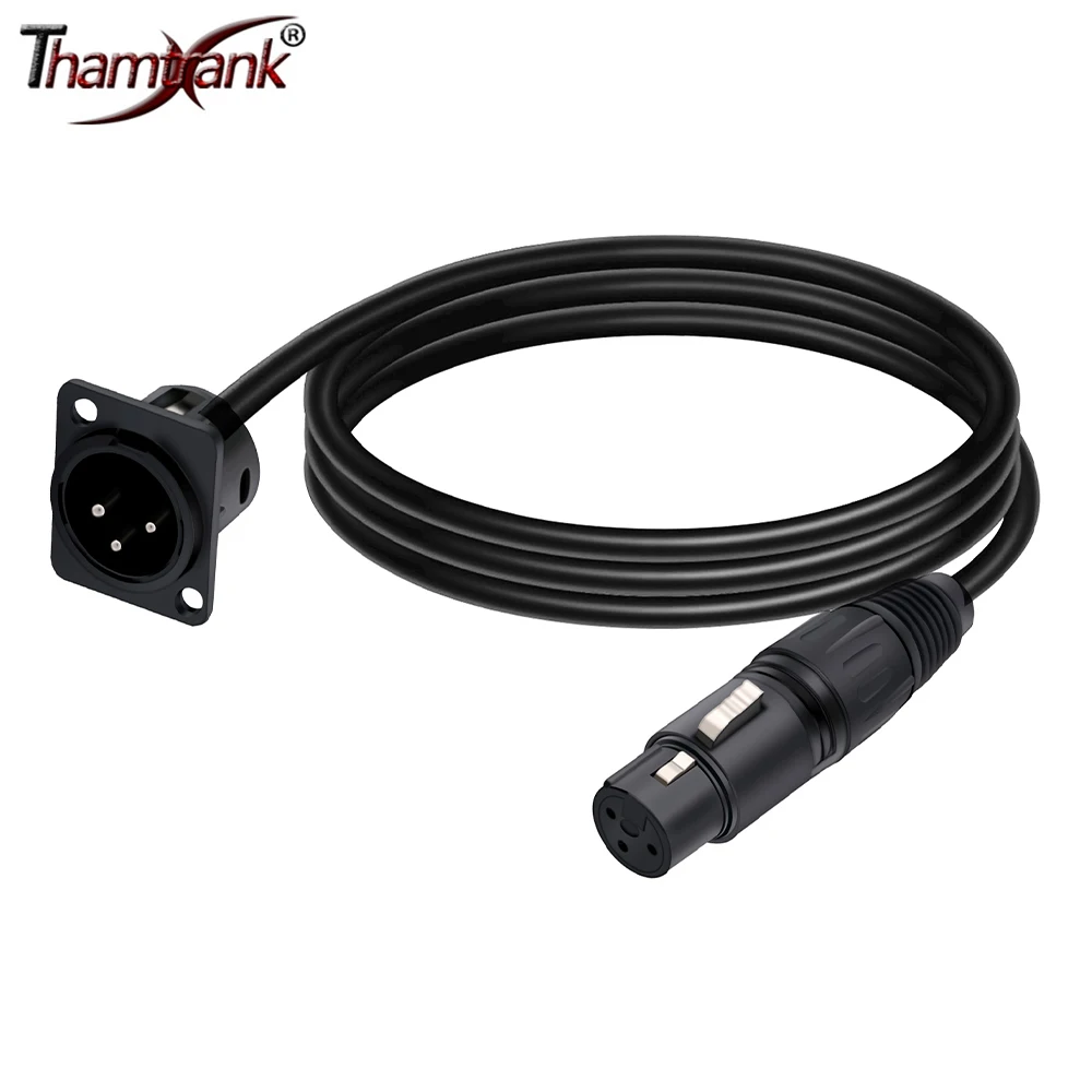 D Type 3Pins Male/Female XLR Panel Mount to Male/Female Connector Pass Through Audio Extension Cable for Stage Lighting Mixer