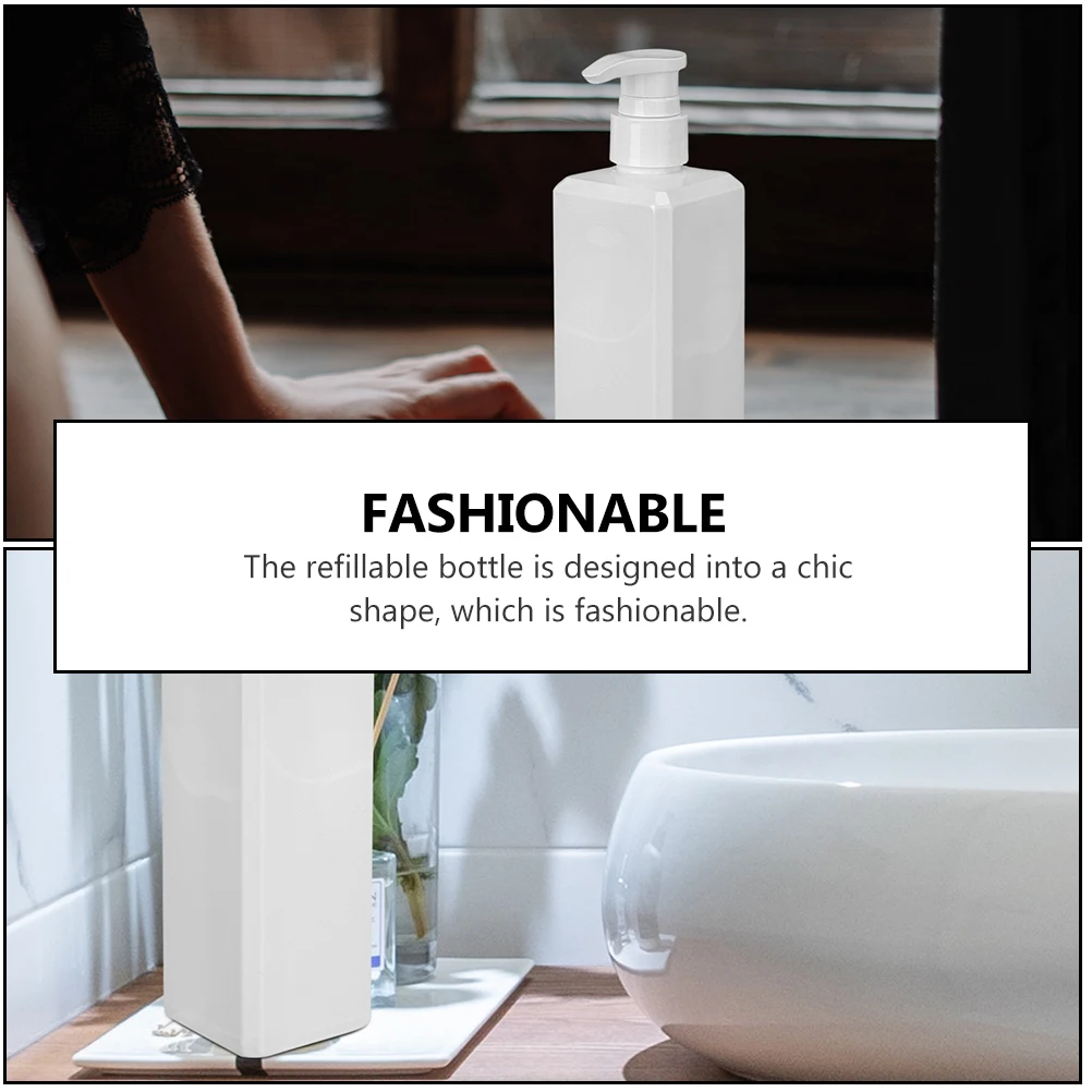 

2 Pcs Shower Gel Dispenser Square Plastic Bottles Lightweight Refillable Travel Size Sub Soap Bottle Press Pump Storage