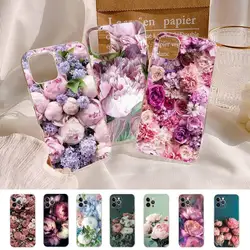 Elegant Pink Purple Peony Flower On the Vase Phone Case For iPhone 14 13 12 11 XS X XR SE 2020 6 7 8 Plus Mini Transparent Shell