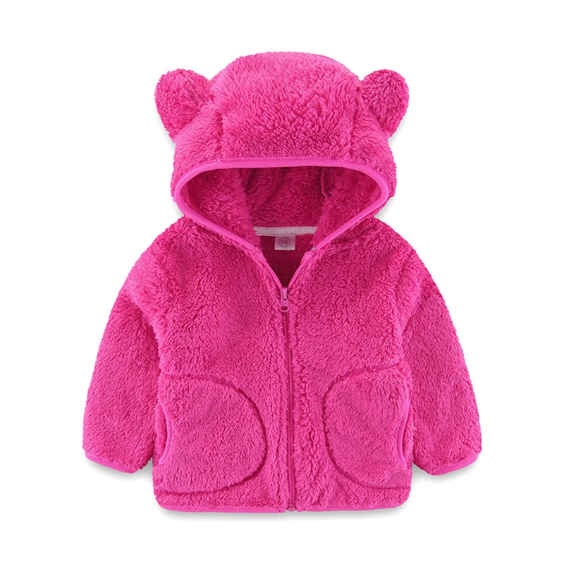 Plush Baby Jacket Warm Autumn Winter Jacket For Girls Sweater Coat Cute Bear Hooded Infant Outwear 1-5 Year Toddler Girl Clothes