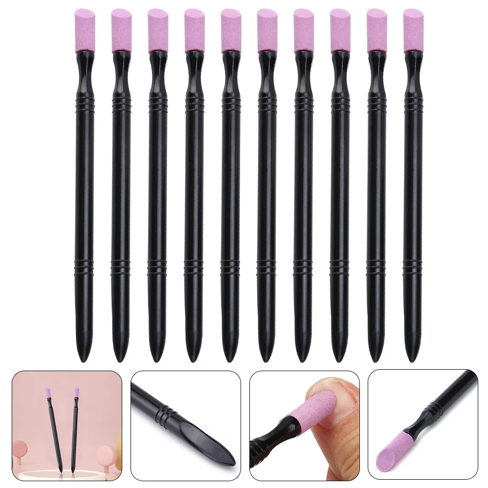 

10 Pcs Nail Polish Brush Buffing Tools Files for Natural Nails Nail Cuticle Pusher Manicure Sticks Supplies Plastic