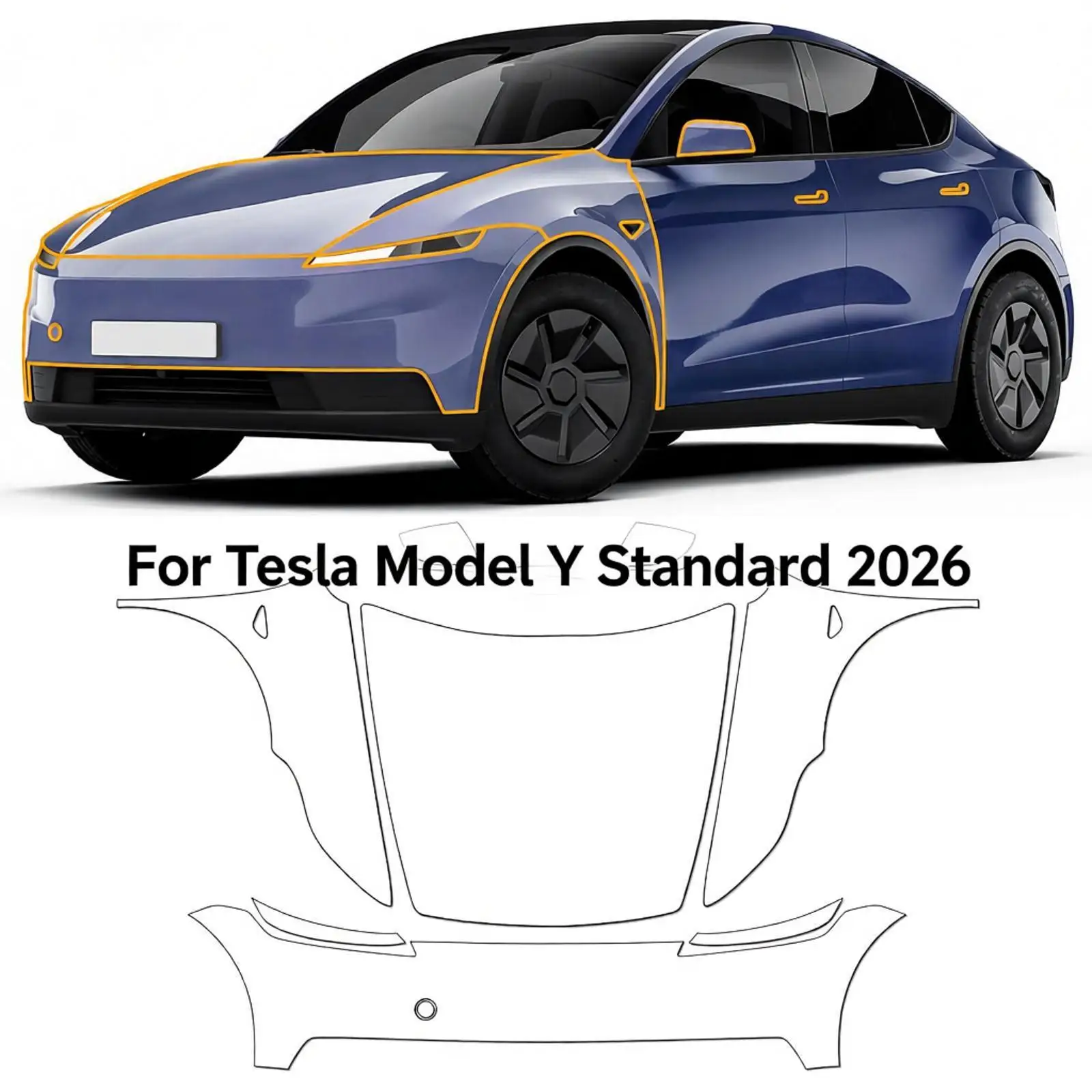 For Tesla Model Y Standard 2026 Matte And Clear Bra Pre-cut PPF TPU Paint Protection Film Self-Healing Anti-Scratch Resistant