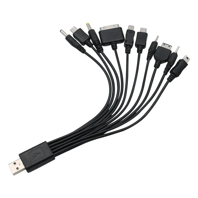 1-12pcs Universal USB To Multi Plug Cell Phone Charger Cable 10 to 1 USB Cable For Samsung Xiaomi Huawei OPPO Vivo Charger Cable