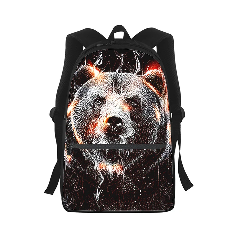 ferocious personality Bear Men Women Backpack 3D Print Fashion Student School Bag Laptop Backpack Kids Travel Shoulder Bag