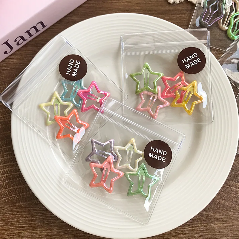 

4pcs Colorful Star BB Hair Clips for Baby Girls Metal Snap Hairpins Kids Oil dripping BB Barrettes Star Kids Hair Accessories