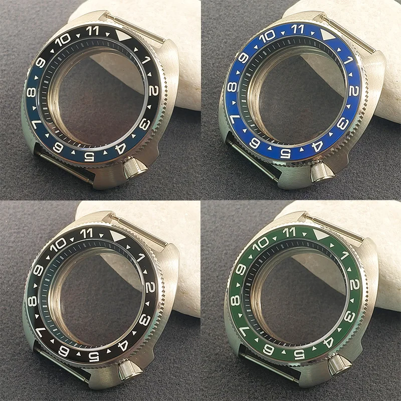 

44mm 6105 Turtle Watch Case Sapphire Glass Fit Turtle 6105 6309 For 7S26 4R NH35 NH36 Movement Transparent Back Cover Watch Case