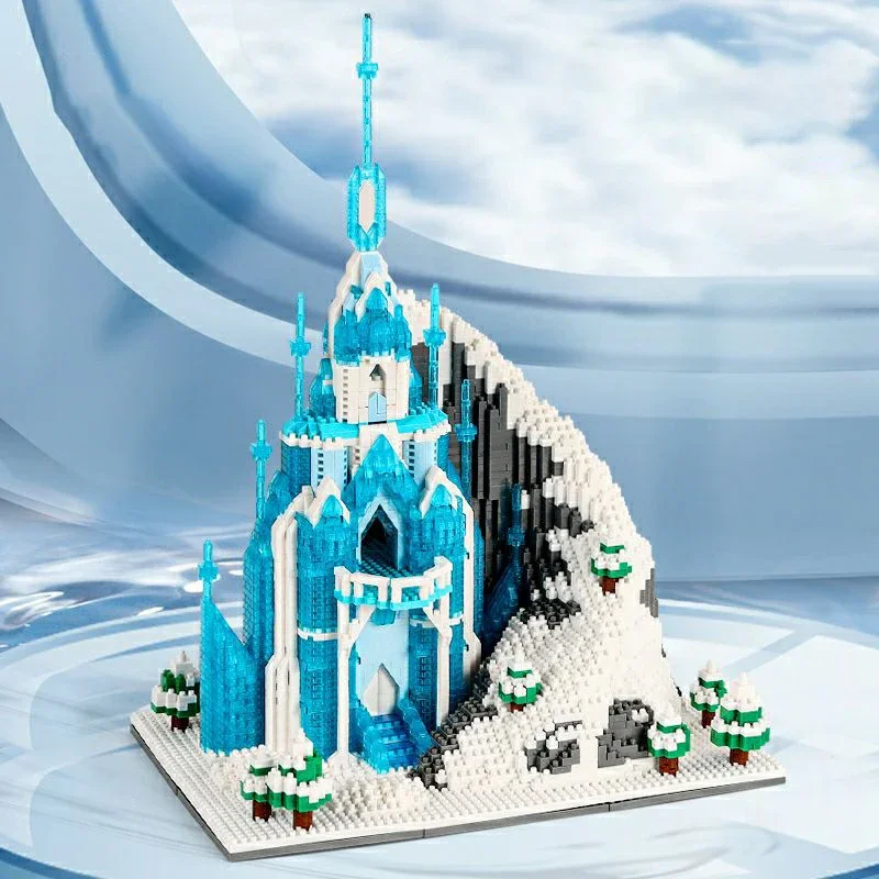 Tour de château de glace et de neige, Architecture mondiale, palais, lumière de montagne, Mini blocs de diamant 3D, briques de construction, jouet cadeau, sans boîte, 6036