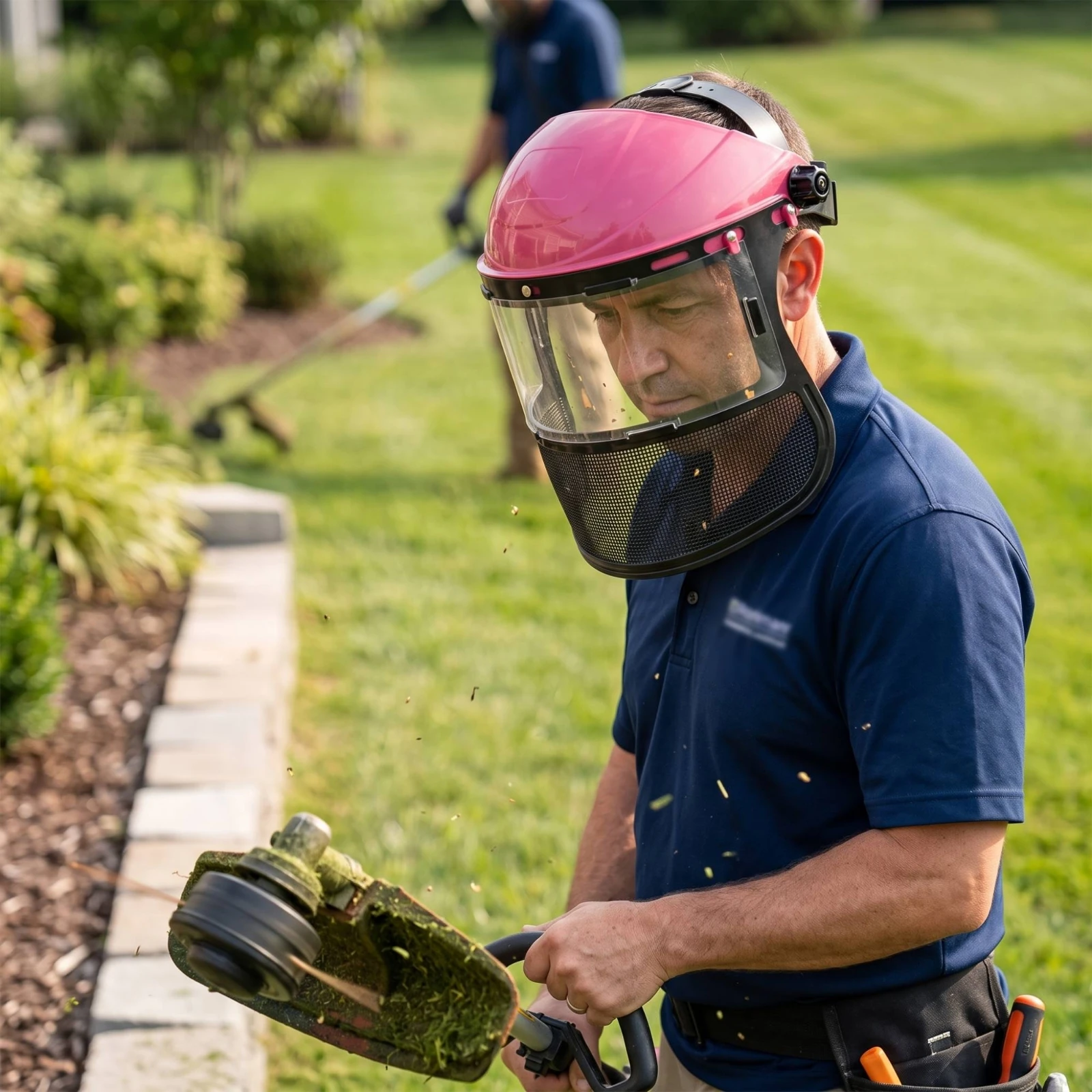 Face Guard with Mesh Guard Flip-up Grass-Cutting Face Guard Trimmer Safety Helmet Impact-Resistant for Landscapers