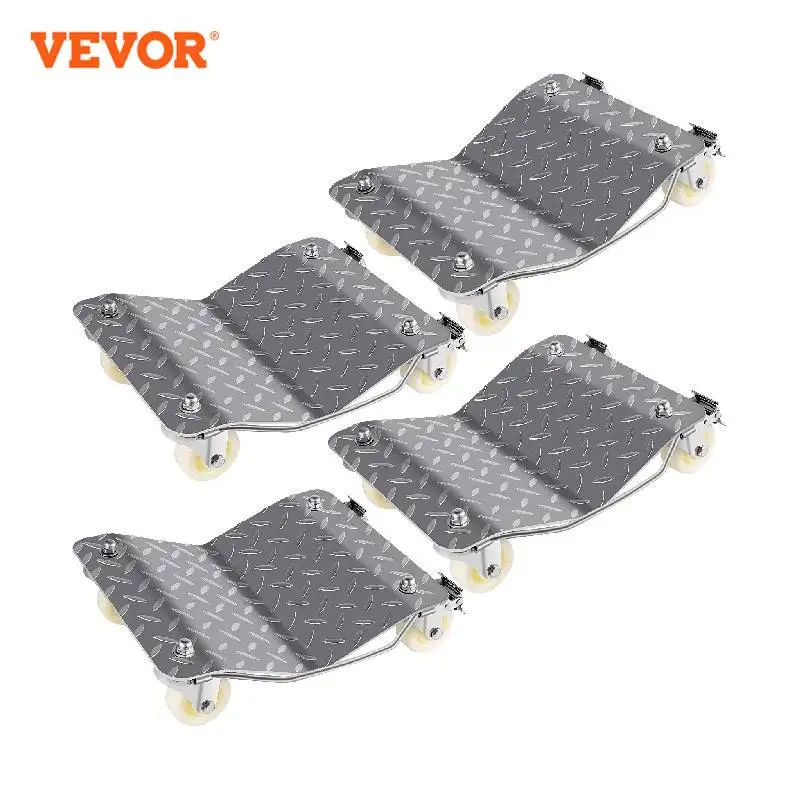 VEVOR 4 Pcs Car Tire Wheel Trolley Dollies Vehicle Moving Tire Skates with 4 Casters 1500 Lbs Weight Capacity Auto Repair Mover