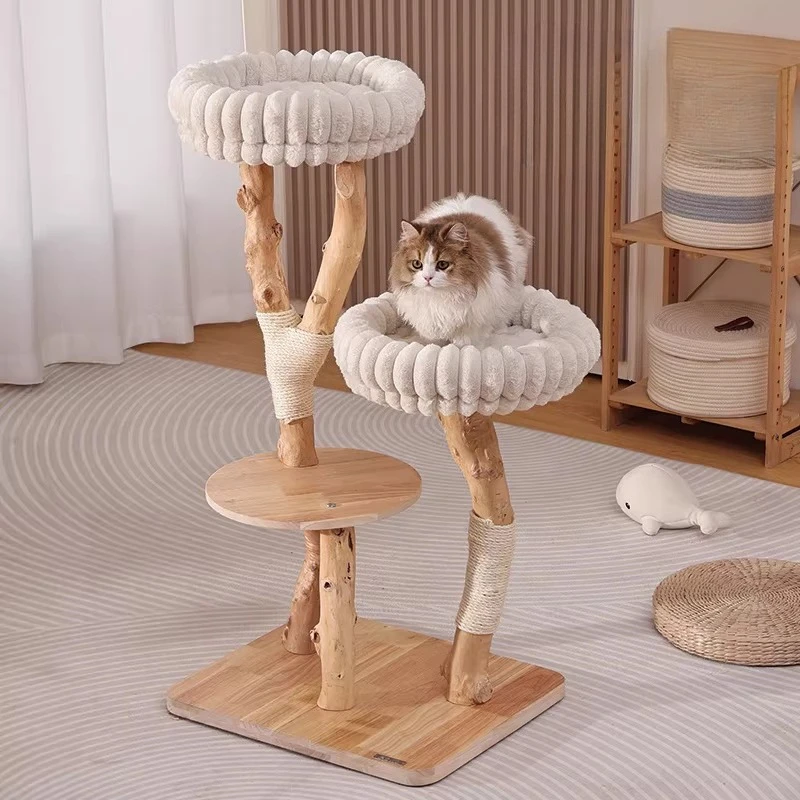 

Large Tree Post Cat Tower Castle Modern Climbing Stairs Scratcher Cat Tower Wooden Things Goods Rascador De Gatos Cat Supplies