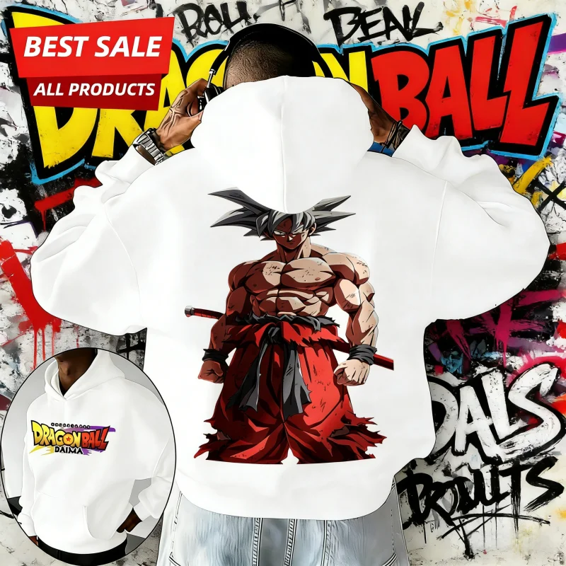 

Худи Dragon Ball DAIMA осень-зима 2026 | 100% хлопковый винтажный свитшот оверсайз унисекс с изображением Супер Сайяна Гоку для фанатов DBZ