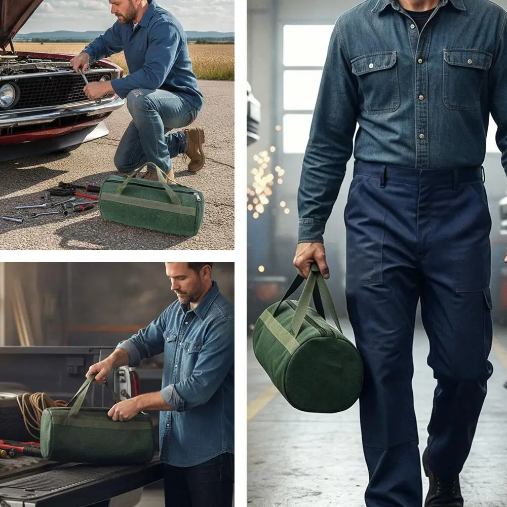 Durable Tool Storage Bag Large Capacity Hardware Organizer Portable Thick Canvas Auto Repair Kit Handbag