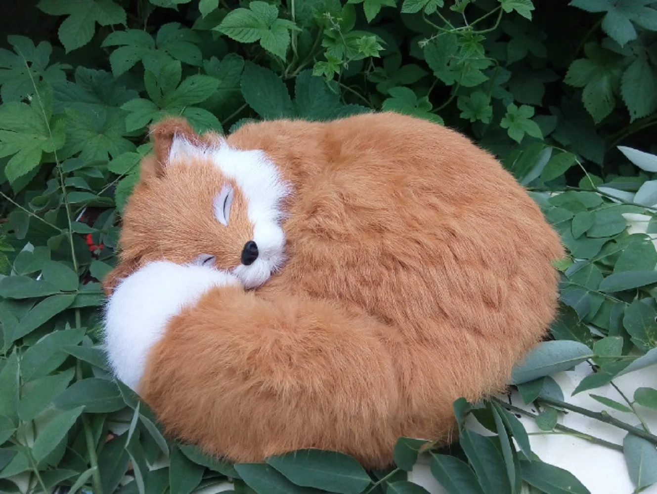 

big simulation fox toy resin&fur fox yellow sleeping fox doll gift about 27x12x27cm 2101