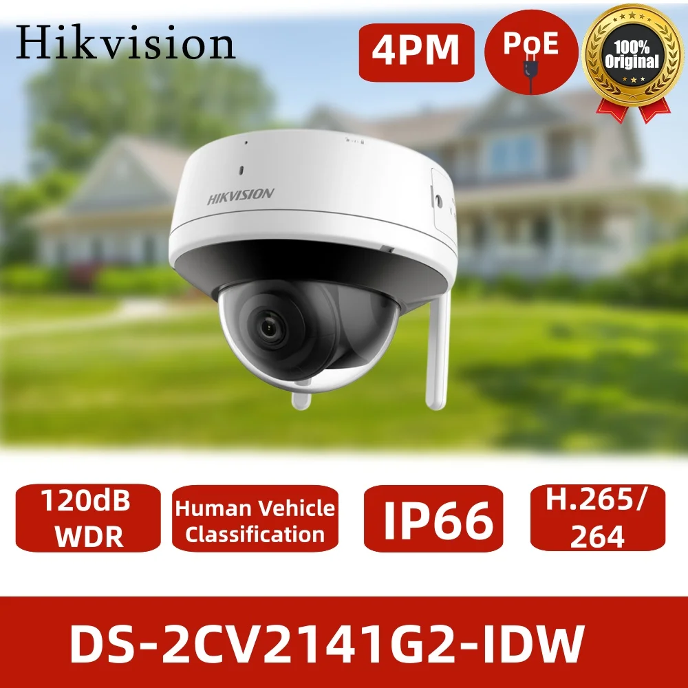 

Беспроводная уличная камера видеонаблюдения Hikvision DS-2CV2141G2-IDW 2.8mm 4MP – двусторонняя аудиосвязь, ночное видение до 30 м, защита от непогоды IP66