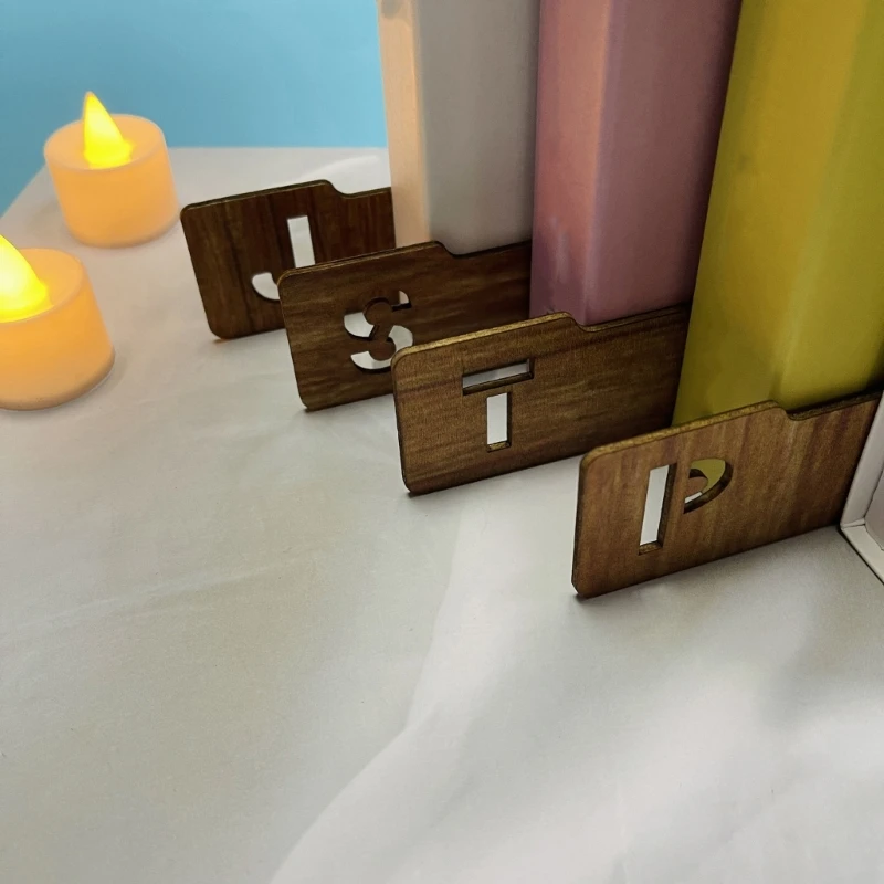 Marcapáginas madera con letras huecas, 4 Uds., para profesores, lectores, amantes los libros